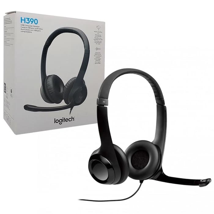 FONE DE OUVIDO Headset Logitech H390 USB - Som Estéreo Digital e Microfone com Redução de Ruído, Preto