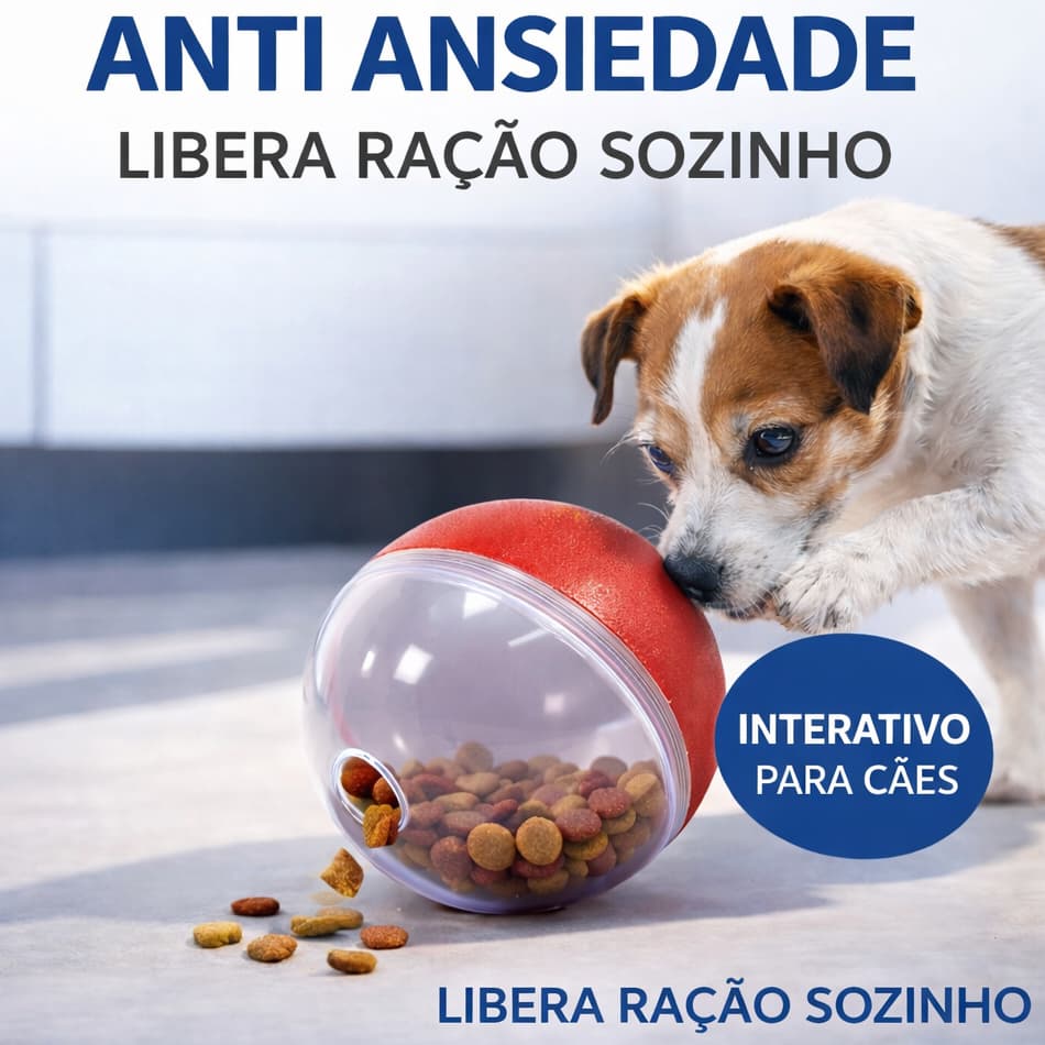 Brinquedo Interativo Para Cães Bola Porta Petisco Liberação Lenta Anti Ansiedade Cachorro