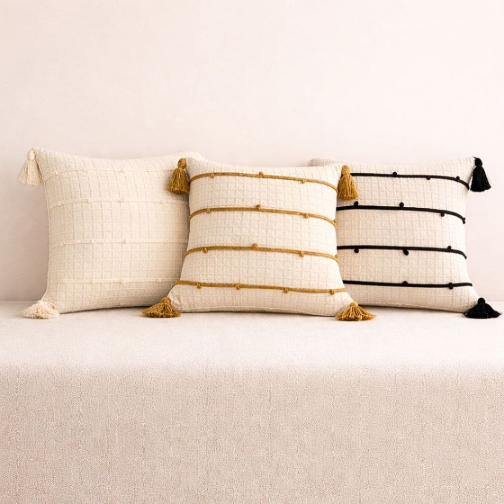 Capa de Almofada Lizie  45X45cm Algodão Tecido Macio Lavável com Zíper Invisível para Sala e Quarto
