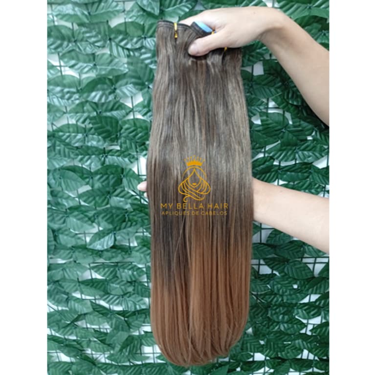 Cabelo para Mega Hair na Fita Adesiva Humanizado Liso Californiana 70cm Natural Fibra Russa