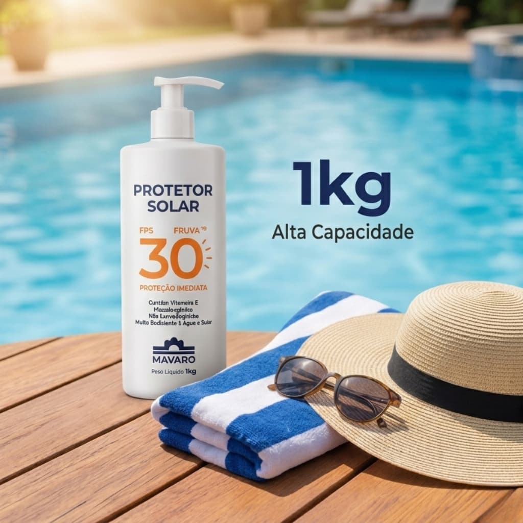 Protetor Solar Profissional Mavaro FPS 30 1kg Resistente à Água e Suor