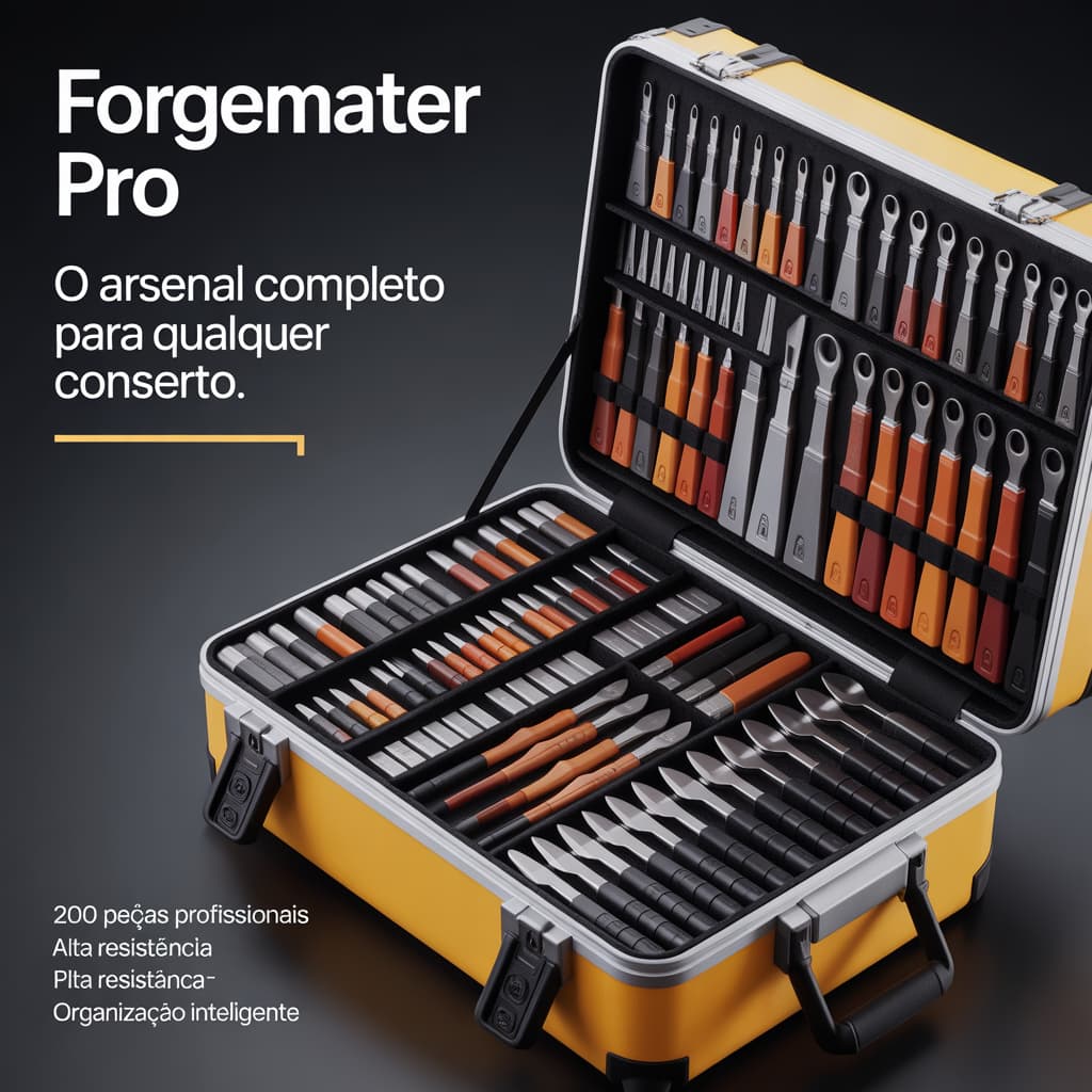 Kit Ferramentas Completo 200 Peças com Maleta Organizadora ForgeMaster Pro Kit – Jogo Ferramentas Profissional para Casa