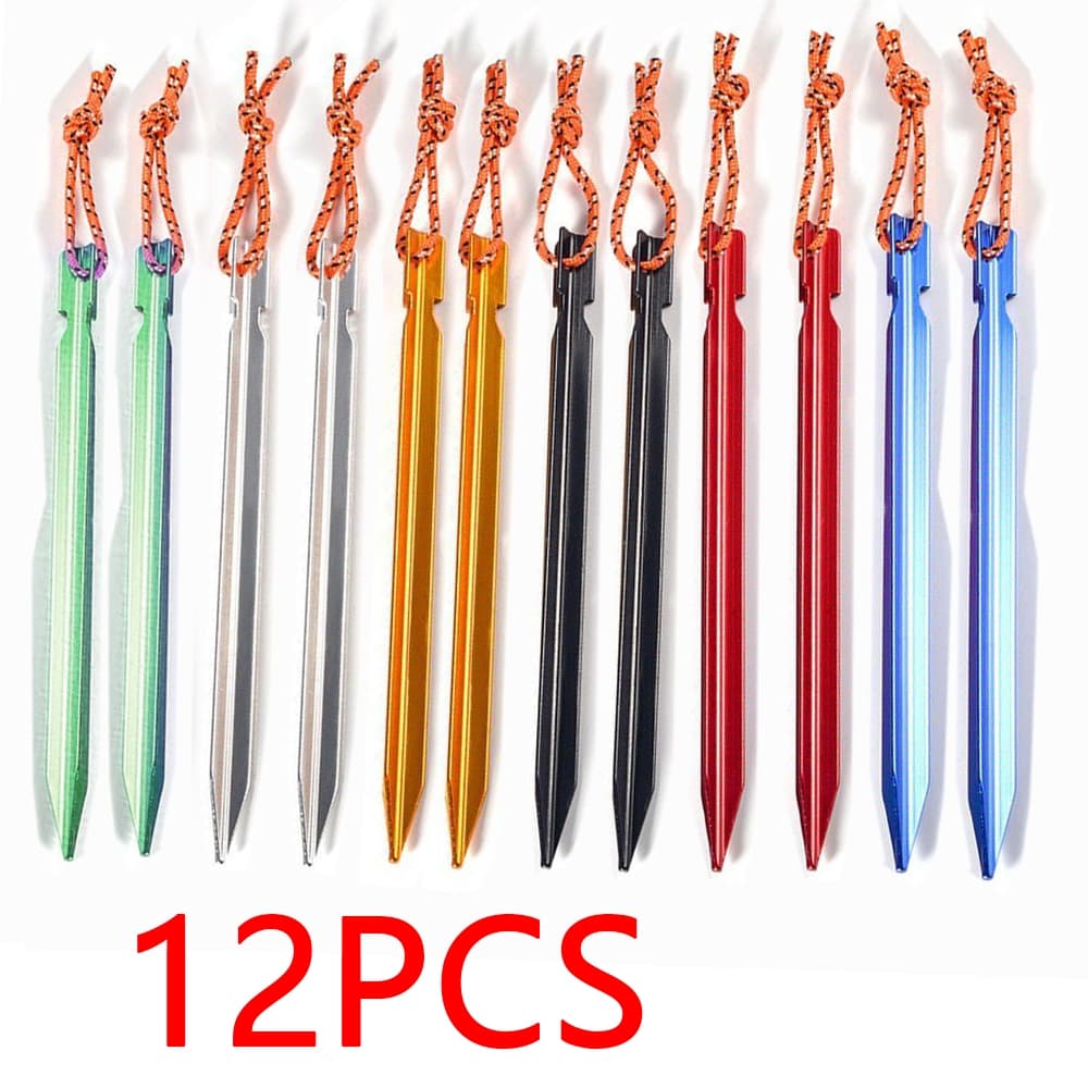 Estacas De Tenda De 6/12pcs 25x1,6cm Acampamento Em Liga De Alumínio Triangular Várias Cores