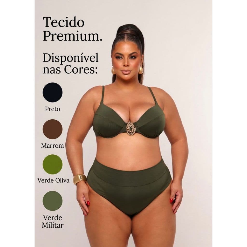 Biquíni Plus Size Elegante com Bojo Sustentação Reforçada Tamanho Grande Feminino Modelador Disfarça Barriga GG G1 G2