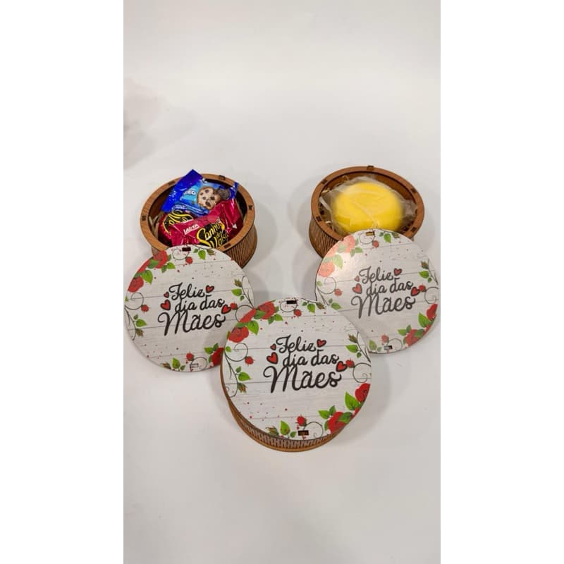 1 Caixa Redonda Personalizada MDF Presente Dia Das Mães Lambrancinhas