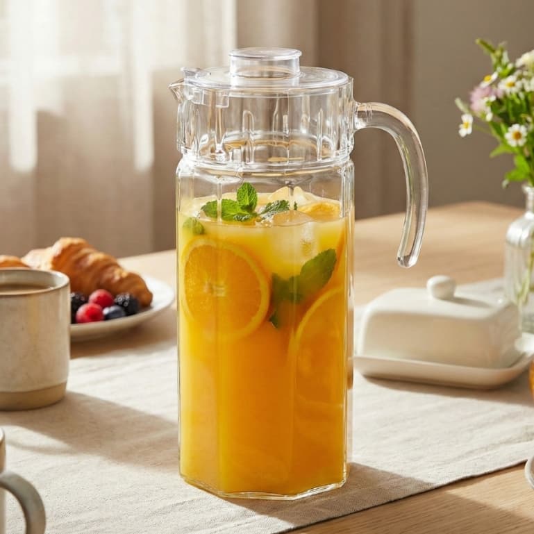 Jarra Vidro Suco Octime Tampa Água Chá Bebidas Geladeira Escritório Resistente 1,6L Ruvolo