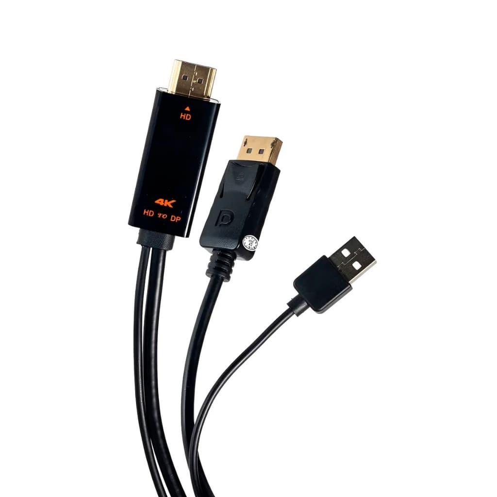 Cabo Adaptador HDMI Para DisplayPort e USB Macho 4K 1.8 metros