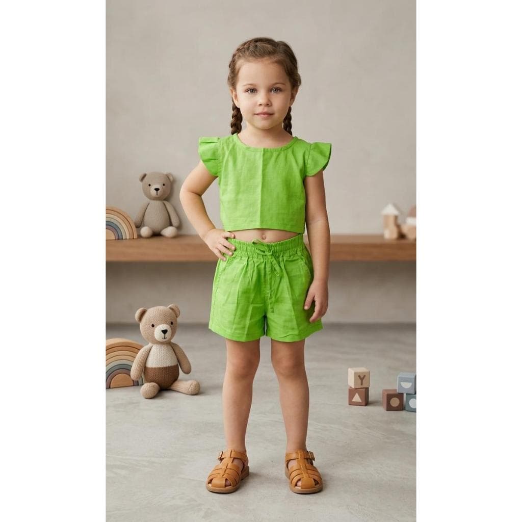 Conjunto Infantil Blusinha com Babado e Short Confortável Moderno e Estiloso