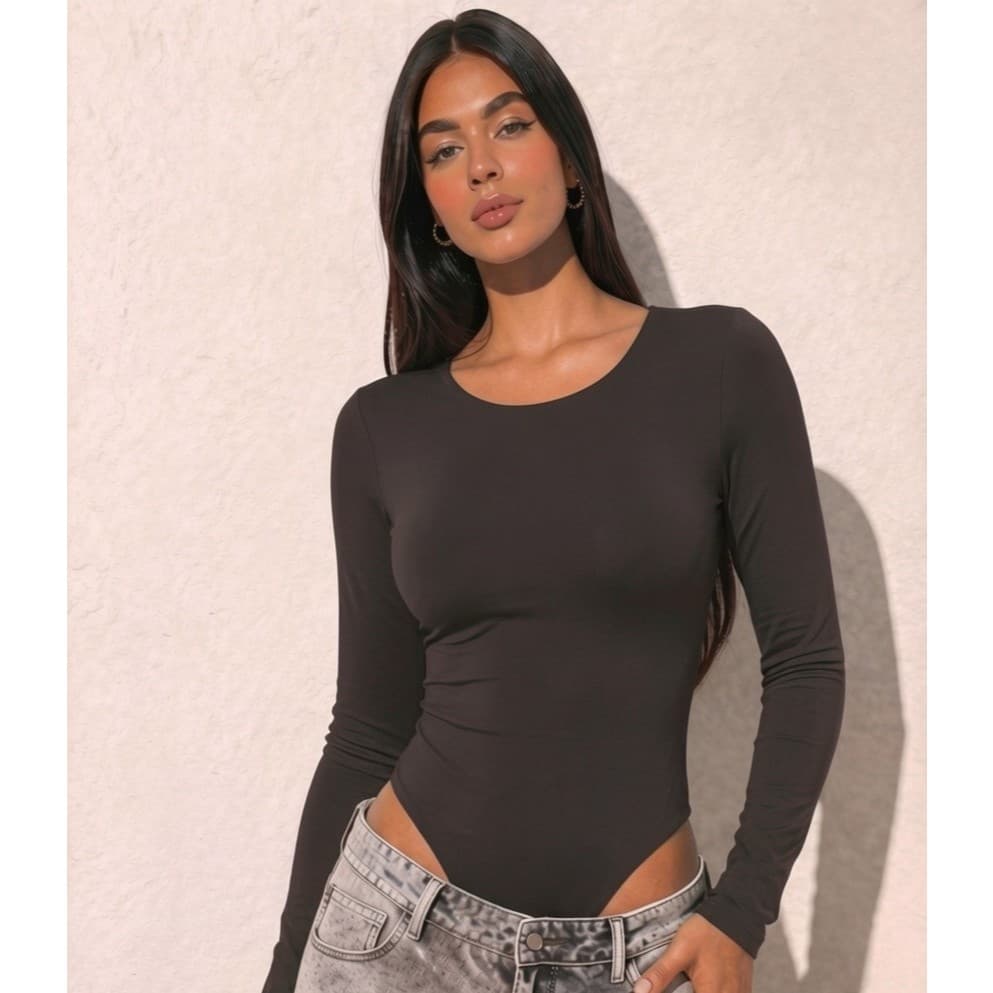 Body Feminino Manga Longa Suplex Gola Redonda Premium Inverno Frio