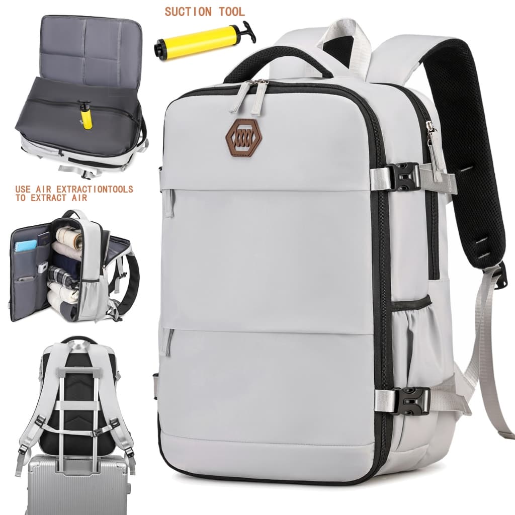 Mochila com bolsa de compressão a vácuo, grande capacidade para viagem, resistente e prática