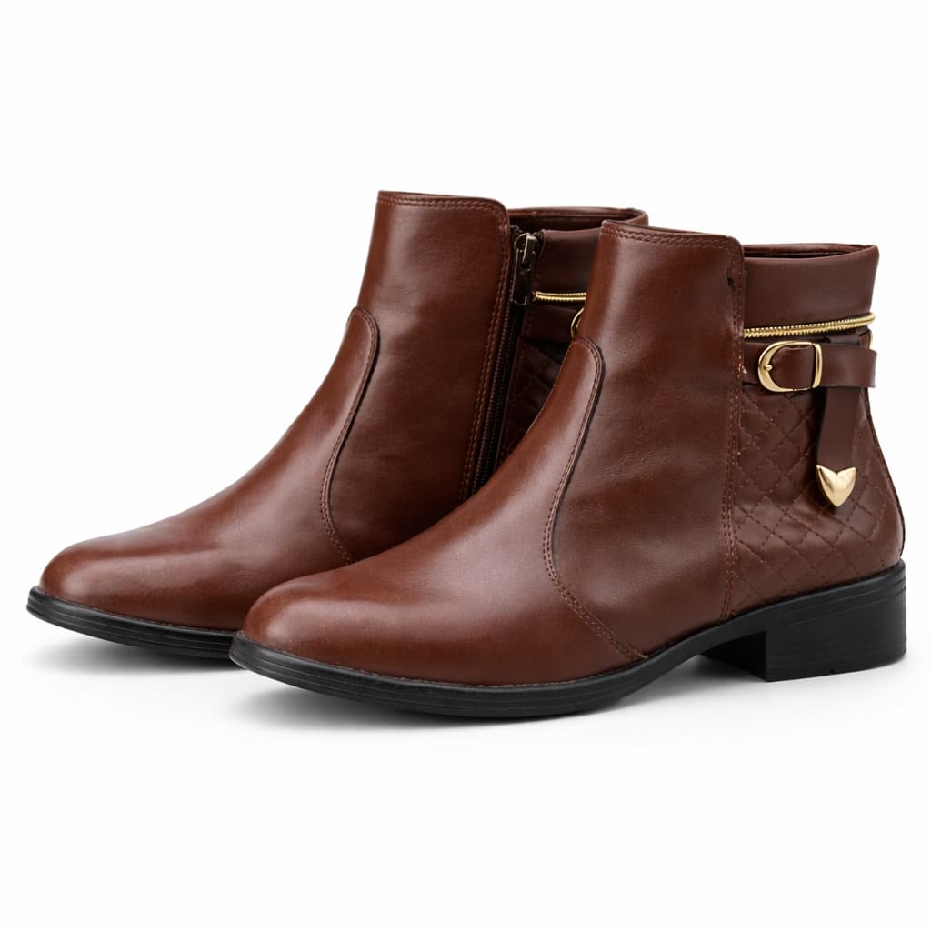 Bota Feminina Zíper Lateral Conforto Cano Baixo Saltinho Botinha pro Frio Coturno Cano Curto Rodeio Festa Junina