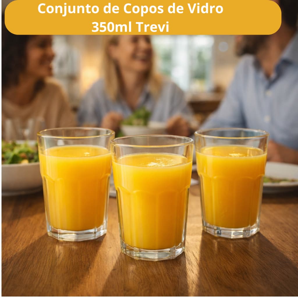 Copos Vidro Água Suco Refrigerante Conjunto Mesa Resistentes Kit 3/6/12 Tamanho 350ml