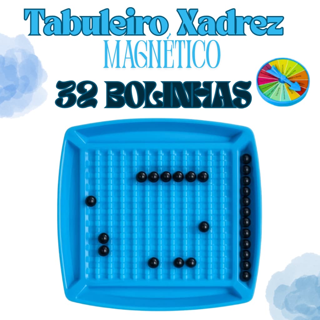 Xadrez Jogo Tabuleiro Magnético com 32 Bolinhas Brinquedo Educativo Divertido