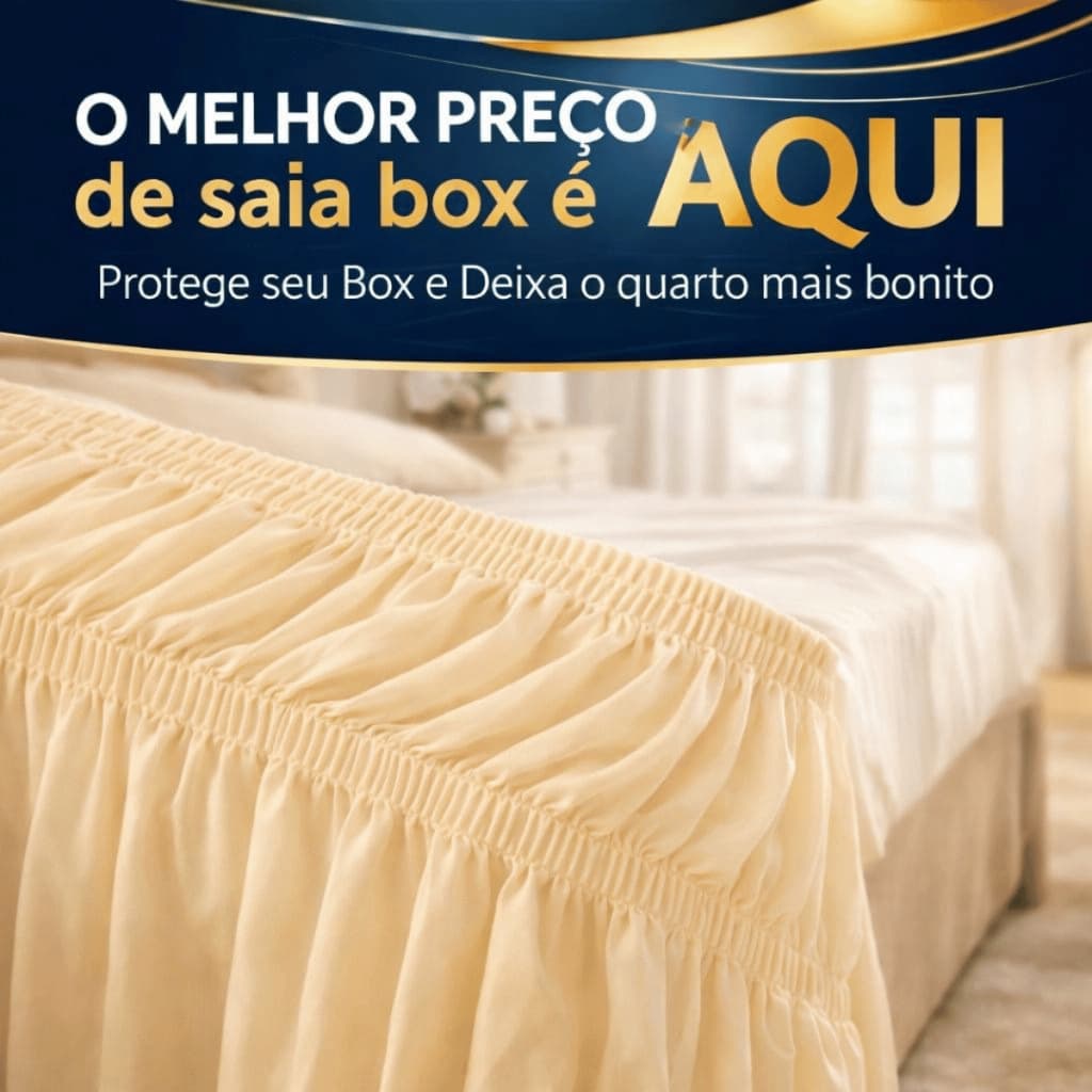 Saia Box Casal Para Cama (Queen) PALHA Com 2 Elásticos Microfibra 170 fios PROMOÇÃO