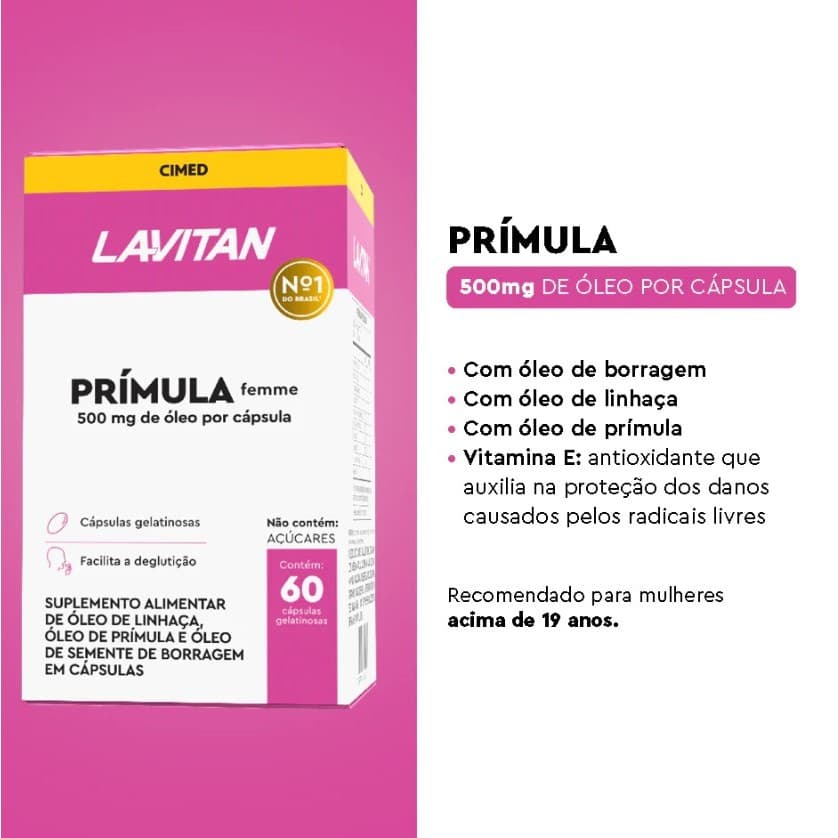 Lavitan Prímula Femme 500mg 60 Cápsulas Gelatinosas