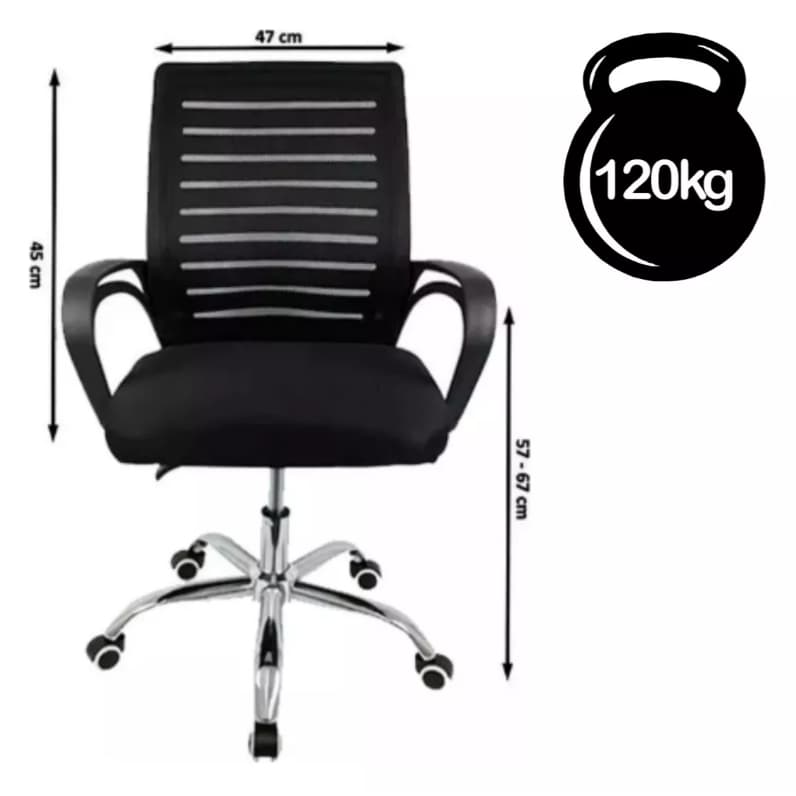 Cadeira Escritório Giratória Ergonômica Secretária Atendimento Altura Ajustável Office Tela Mesh Zebrada