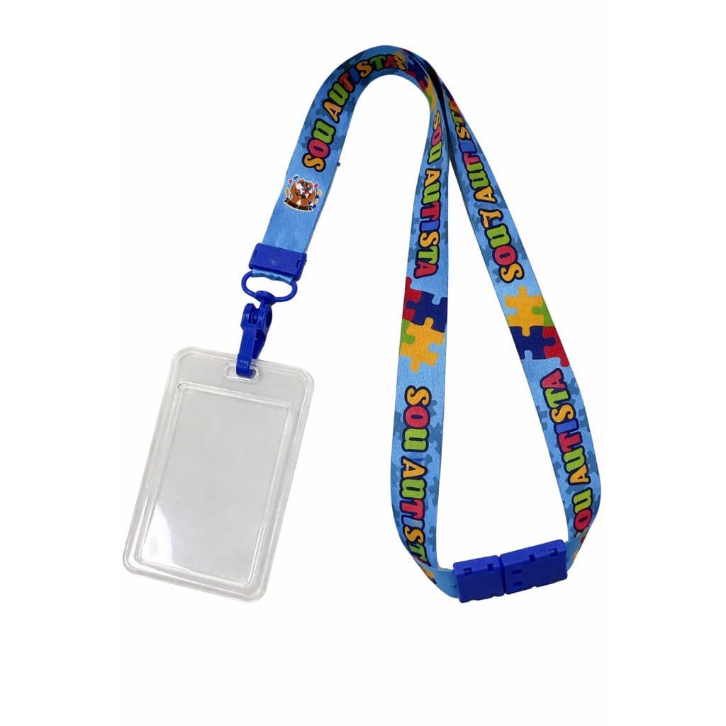 CORDÃO SOU AUTISTA AZUL COM TRAVA ANTI-ENFORCAMENTO E CAPA PROTETORA CONFORTAVEL FLEXIVEL TEA AUTSMO TDAH TOD KIT