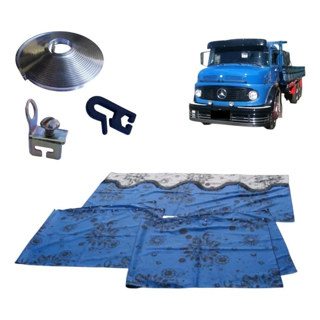 Kit Cortina Caminhão C/trilho C/cadeirinha Mb 1113/1513/1313