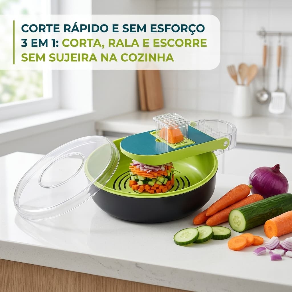 Cortador fatiado ralador 15 peças redondo multifuncional legumes cozinha pratica