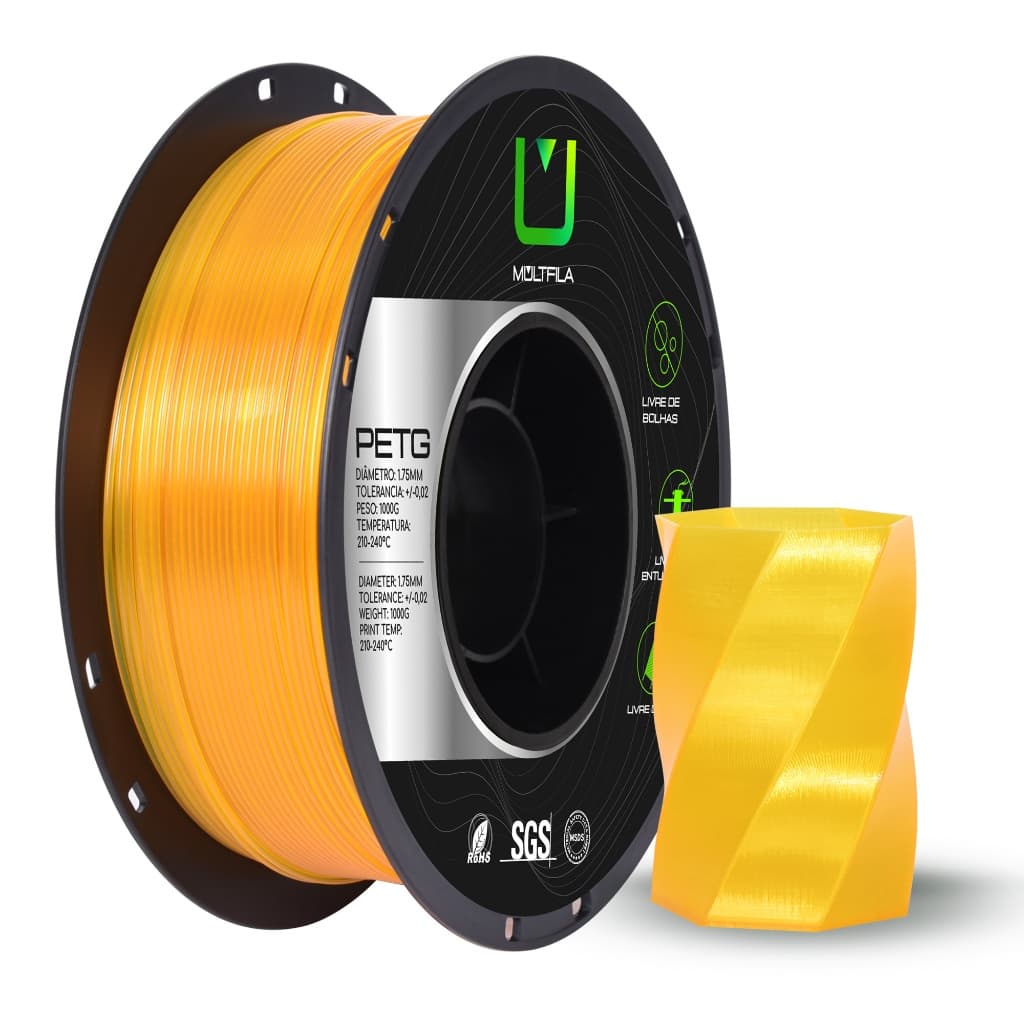 Filamento Petg Amarelo Translúcido 1kg Multfila Impressora