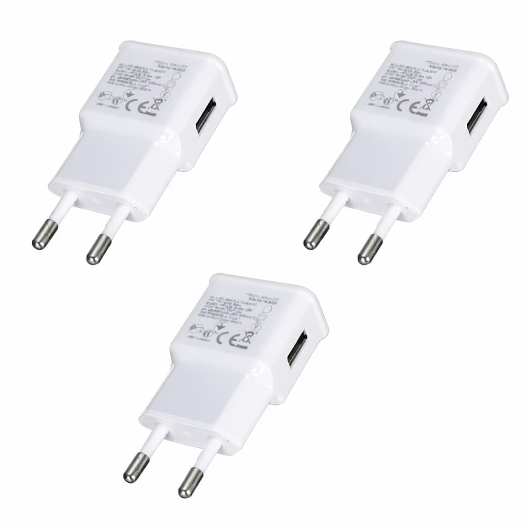 Kit 3 Unidades Carregador USB 5V 2A Fonte Universal Entrada USB