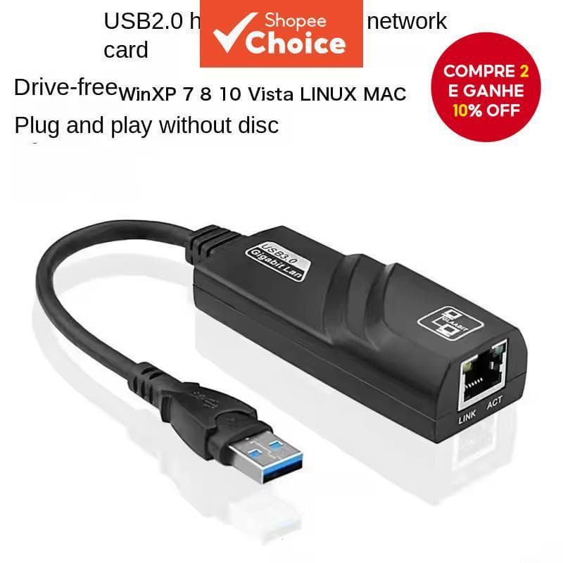 Adaptador USB Ethernet LAN Rede 1000Mbps USB-C USB3.0 para MacBook Windows Notebook