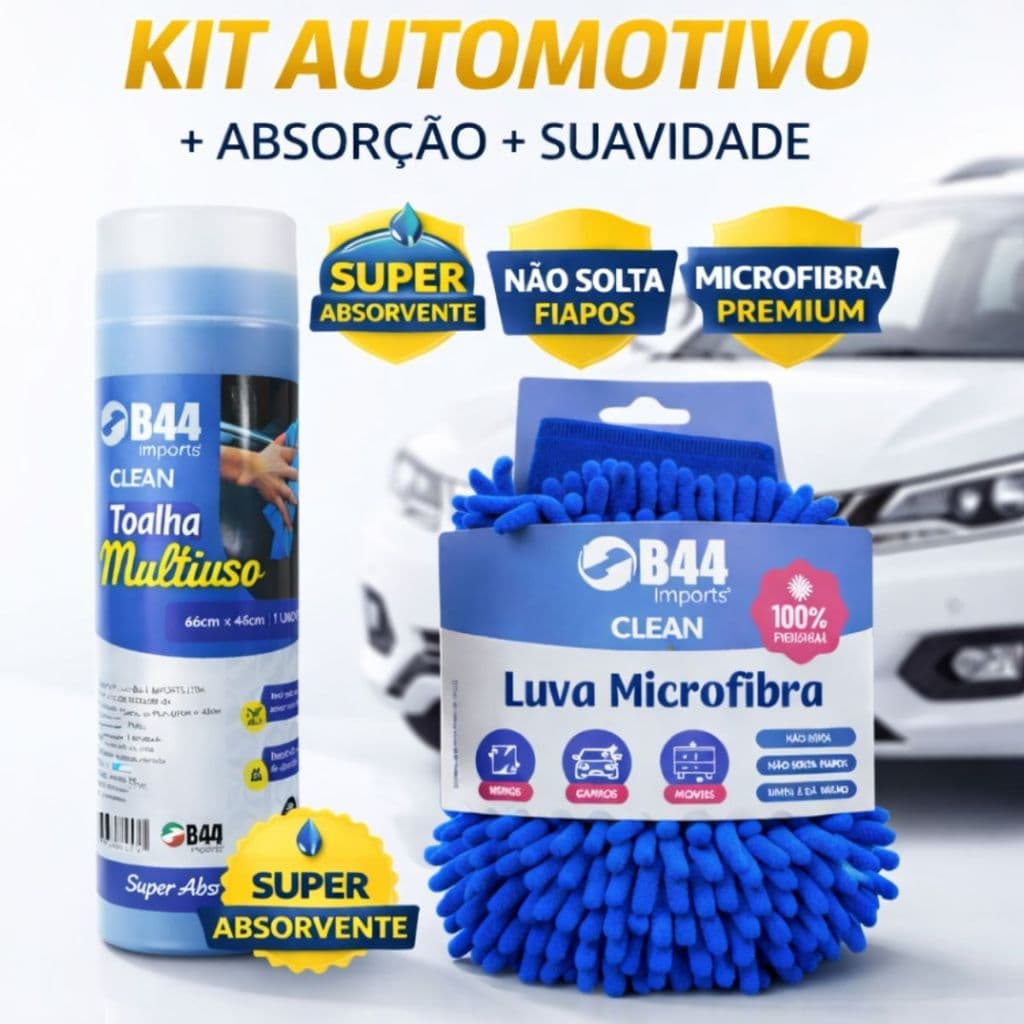 Kit Toalha Multiuso Mágica E Luva Microfibra Super Absorvente Automotivo