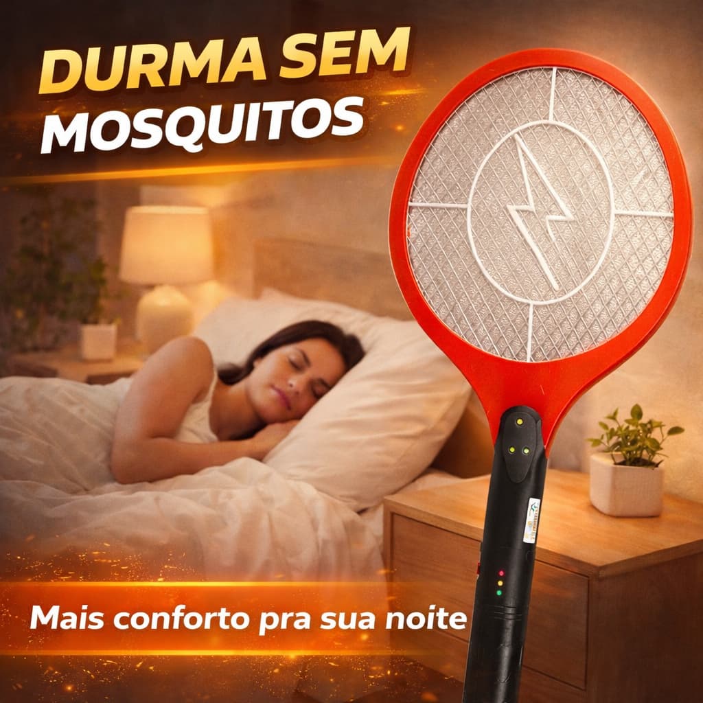 Raquete Elétrica Mata Mosquito Recarregável Bivolt Mata Insetos Pernilongo Sem Pilha