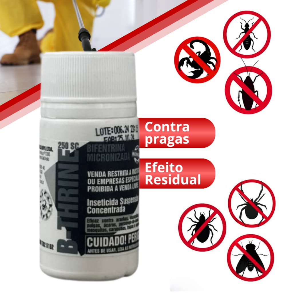 Inseticida Líquido B-Thrine Dipil 30ml - Eficaz Contra Formigas Baratas Aranhas Mosquitos Escorpiões