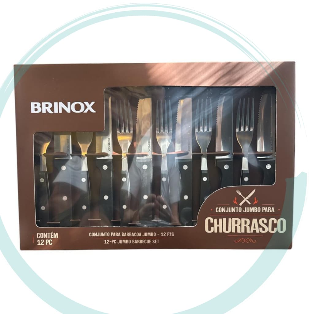Brinox Conjunto Talheres Para Churrasco Jumbo 12 peças Jogo Inox