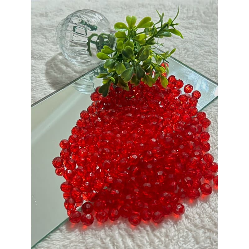 100 Miçangas Bola Sextavada 8mm Cristal Acrílico - Colorida MIX