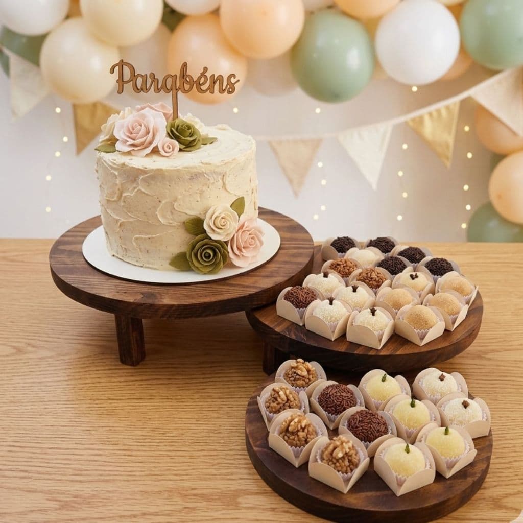 Suporte Boleira Bandeja Doces Casamento 3 Andares Frios Buffet Festa Decoração Madeira Rústica