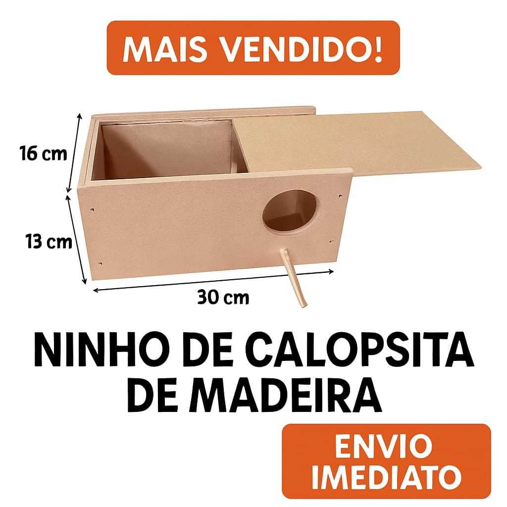 Ninho De Calopsita Casinha Madeira Passaro Aves Viveiro