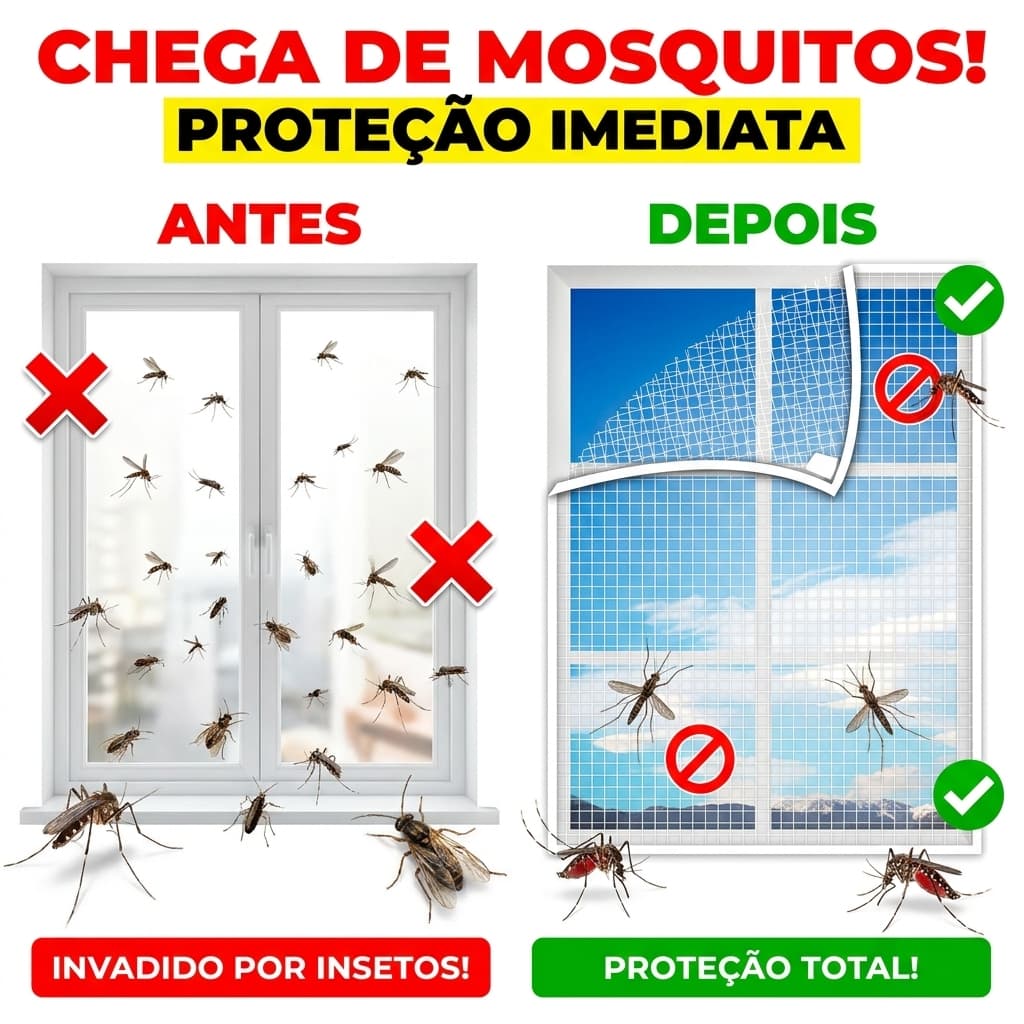 Tela Mosquiteira Anti Mosquito Mosca Pernilongo Muriçoca - 125x125cm Universal