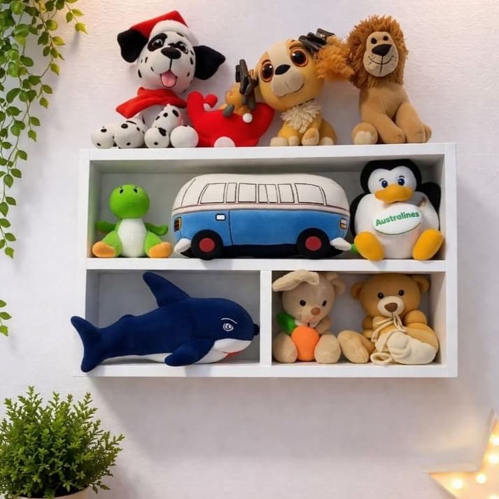 Nicho Decorativo Infantil Branco 3 Divisórias Prateleira Quarto Bebê Moderno Brinquedos Pelúcias