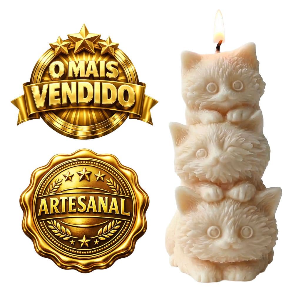 Kit Trio de Gatinhos Vela Aromatica Lembrancinha Presente