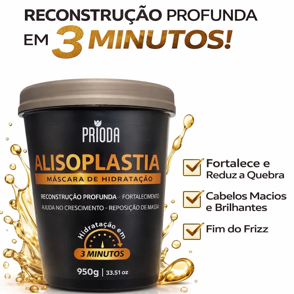 Máscara de Hidratação 7 óleos vegetais, Fortalecimento, Reconstrução, Crescimento pote 950g resultado em três minutos