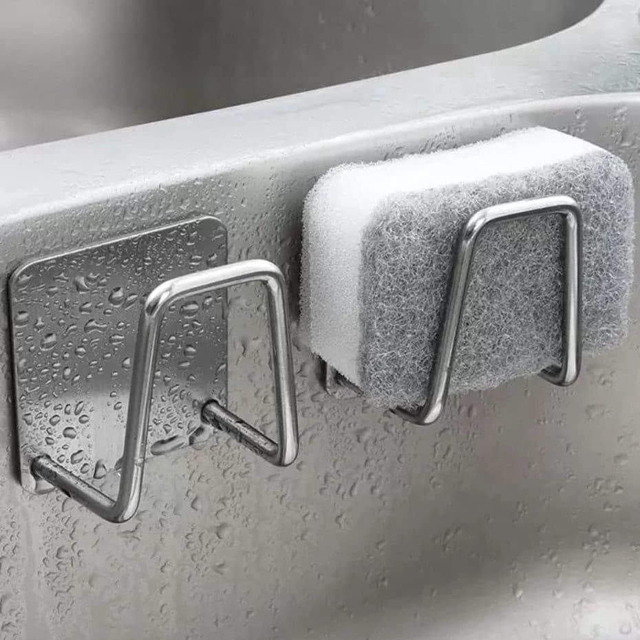 Aço inoxidável Suporte Porta Esponja para bucha de pia Prateleira de cozinha