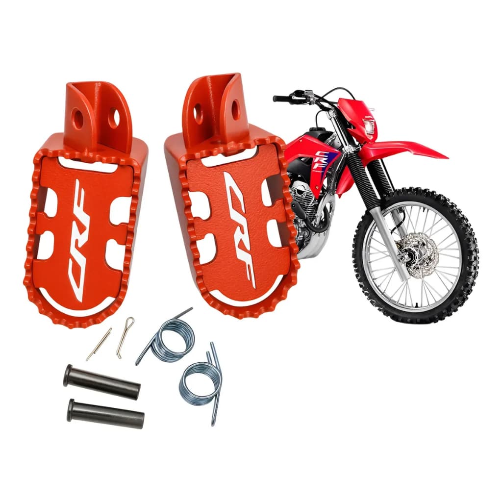 Par de Pedaleiras De Aço Honda Crf 250f C/ Pino E Mola Crf300f reforçada antiderrapante crf230 trilha motocross off road