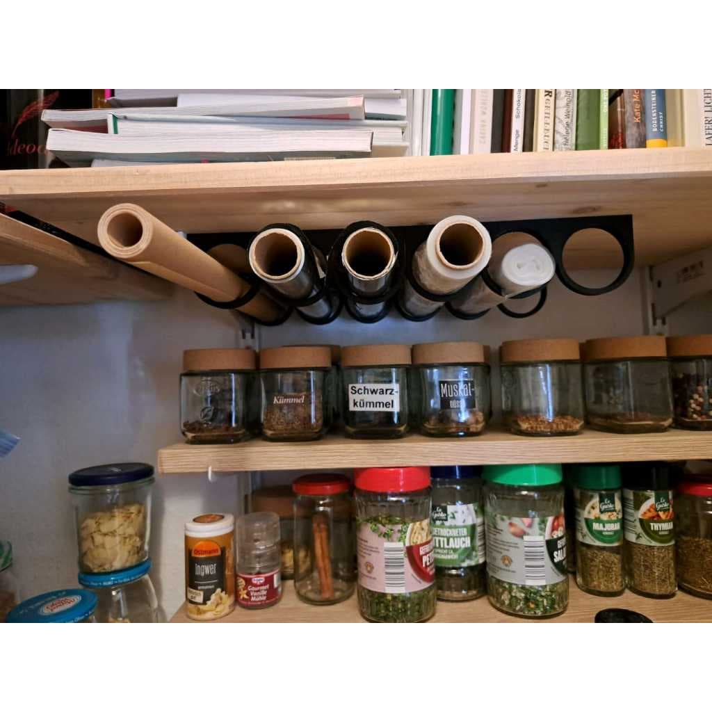 Suporte Papel Alumínio Filme PVC Papel Manteiga Ajustável Organizador De Rolos Para Armário Cozinha