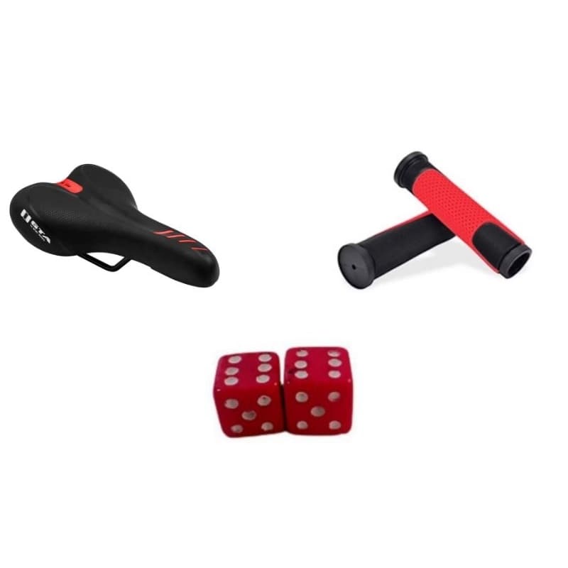 selim GTA modelo sport manopla preto /vermelho tampa valvola dado vermelho