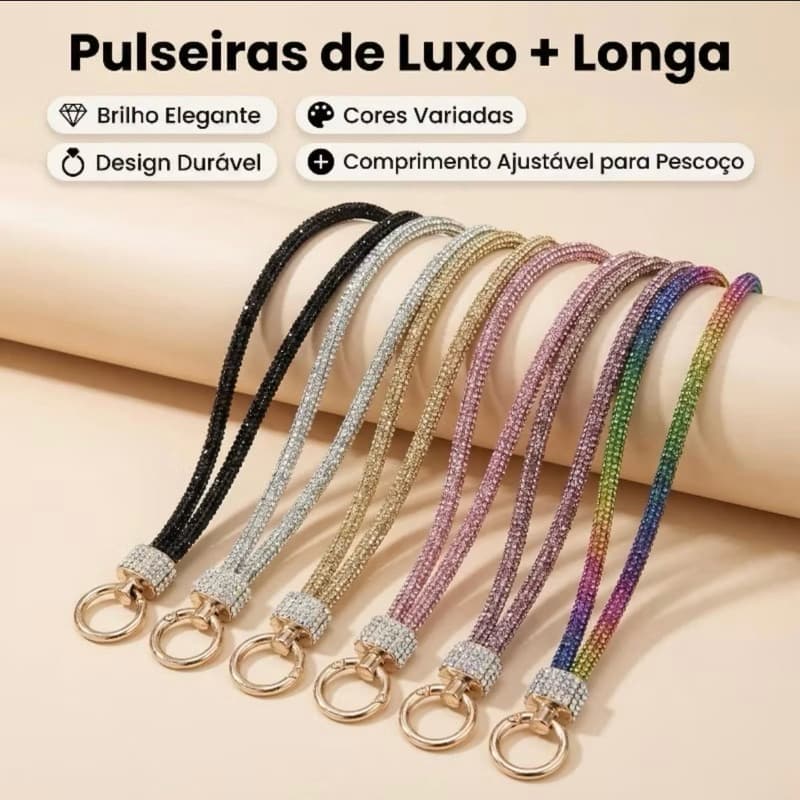 Cordão de Celular com Cristais que Brilham – Toque Glamour ao Seu Dispositivo