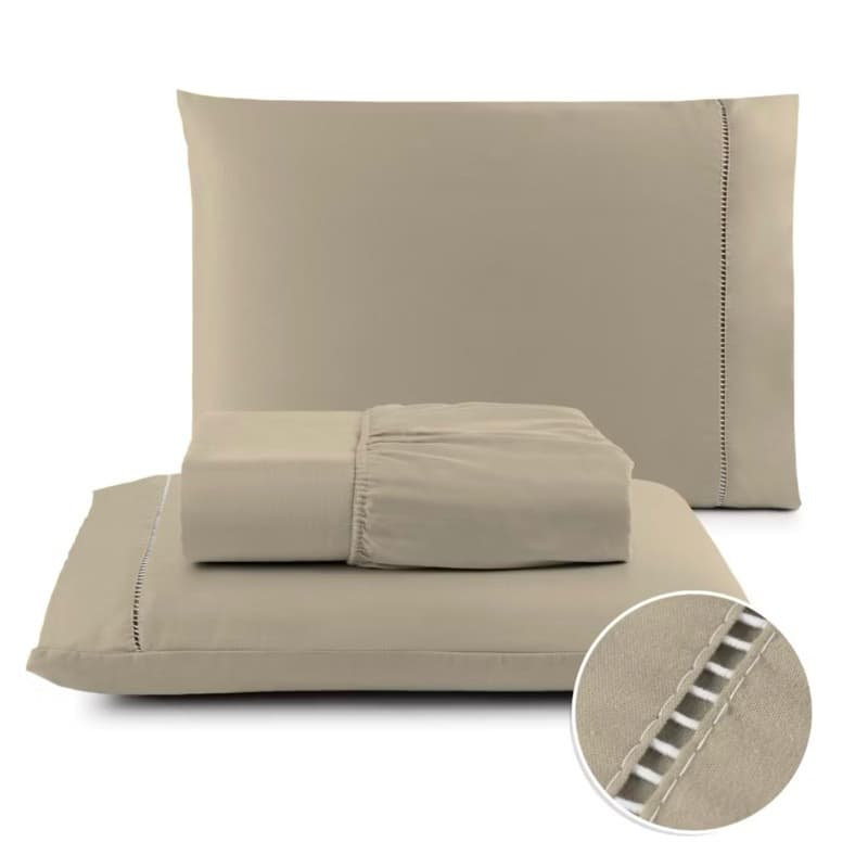 Lençol Queen 400 Fios Micropercal Extra Macio com Elástico + Fronhas Ponto Palito