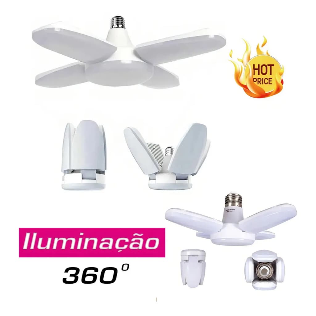 Luminária de Teto Dobrável em Formato de Pétalas – 6000K 28w, Luz de Folhas com Base E27 para Quarto, Sala ou Casa