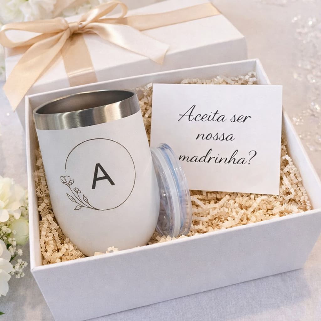 Copo Cuia Térmico Inox 360ML Personalizado Padrinho Madrinha Casamento
