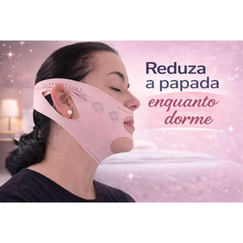 Máscara Lifting Facial Anti Papada  Reduz Contorno do Rosto Dormindo  Efeito Firmador Imediato