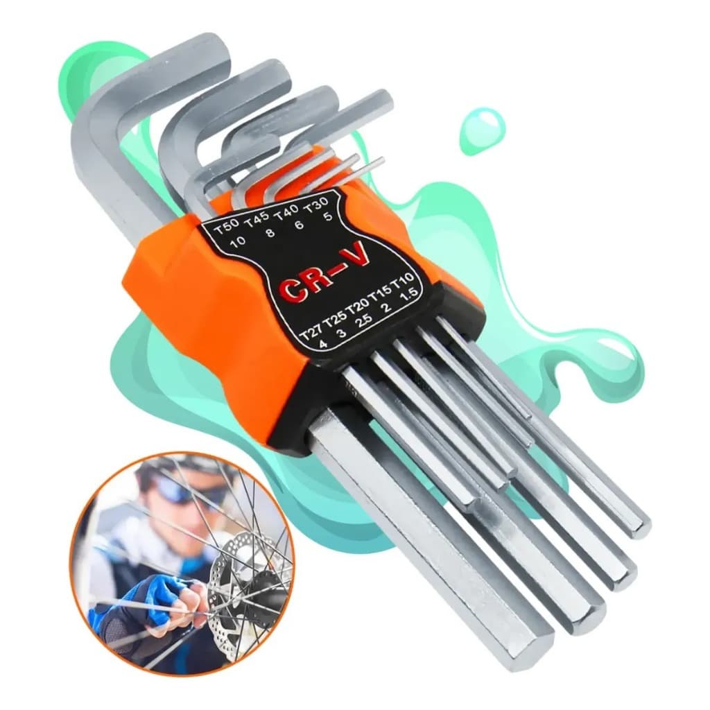 Kit Jogo Ferramentas Chave Hexagonais Allen p/ Bicicleta Bike Ciclismo 9pçs 1.5 a 10mm