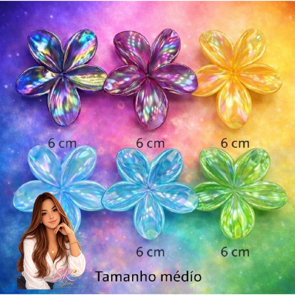 Kit 3/6/12 Grampos Piranha Flor Praia Coloridos - Presilha de Cabelo Feminina Barrette Fashion Verão