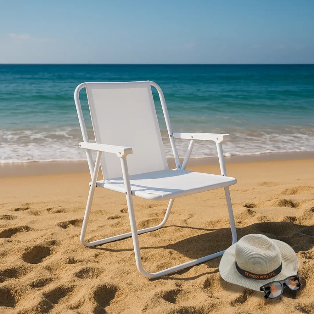 Cadeira De Praia Alta  Dobrável Mor Cor Branco