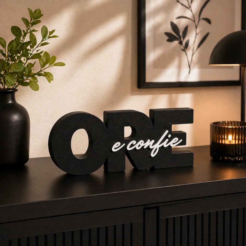 Letreiro Decorativo Ore e Confie 3D  Enfeite de Mesa Religioso Cristão Decoração Sala Quarto Escritório Presente de Fé